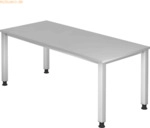 mcbuero.de Schreibtisch 4-Fu&szlig; eckig 180x80cm Grau/Silber