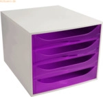 Exacompta Schubladenbox Ecobox Linicolor 4 Sch&uuml;be grau/transluzent vio