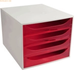 Exacompta Schubladenbox Ecobox Linicolor 4 Sch&uuml;be grau/transluzent him