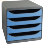 Exacompta Schubladenbox Big-Box Iderama 4 F&auml;cher mausgrau/eisblau