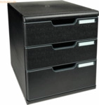 Exacompta Schubladenbox Modulo A4 3 F&auml;cher EcoBlack Schwarz