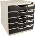 Exacompta Schubladenbox MODULO 331014D A4 5 Sch&uuml;be schwarz +Schloss