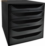 Exacompta Schubladenbox Ecobox 229014D A4+ 5 Sch&uuml;be offen schwarz/schw