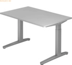 mcbuero.de Schreibtisch C-Fu&szlig; 120x80cm Grau/Silber