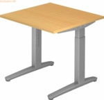 mcbuero.de Schreibtisch C-Fu&szlig; 80x80cm Buche/Silber