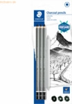 10 x Staedtler Kohlestift Mars Lumograph H&auml;rte sortiert matt grau VE=3