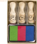 6 x Brunnen Stempel Belohnung 3 Motive mit Stempekissen in 3 Farben