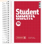 5 x Brunnen Kollegblock Student A6 70g/qm kariert 160 Blatt rot