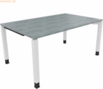 Soennecken Schreibtisch Vierfu&szlig; Quadratrohr B1600xT1000xH680-820 wei&szlig;/