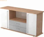 mcbuero.de Sideboard SB 2OH 2 Sch&uuml;be BxTxH 166,1x44,8x84cm Griff RE Nu