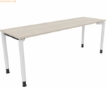 Soennecken Schreibtisch Vierfu&szlig; Rundrohr B2000xT600xH680-820 wei&szlig;/Akaz