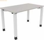 Soennecken Schreibtisch Vierfu&szlig; Quadratrohr B1200xT700xH680-820 wei&szlig;/L