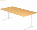 mcbuero.de Schreibtisch C-Fu&szlig; 200x100cm Buche/Wei&szlig;