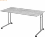 mcbuero.de Schreibtisch C-Fu&szlig; 160x80cm Beton/Silber