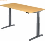 mcbuero.de Sitz-Steh-Schreibtisch elektrisch 180x80cm Buche/Graphit