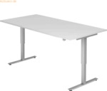 mcbuero.de Sitz-Steh-Schreibtisch elektrisch 200x100cm Wei&szlig;/Silber
