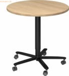 mcbuero.de S&auml;ulenhubtisch 80cm rund Eiche/Schwarz