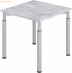 mcbuero.de Schreibtisch 80x80cm Beton/Silber