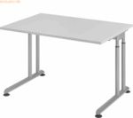 mcbuero.de Schreibtisch C-Fu&szlig; 120x80cm Grau/Silber