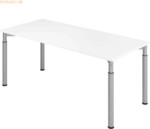 mcbuero.de Schreibtisch 180x80cm Wei&szlig;/Silber
