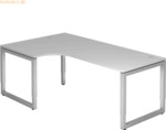 mcbuero.de Schreibtisch O-Fu&szlig; eckig 200x120cm 90 Grad Grau/Silber