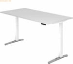 mcbuero.de Sitz-Steh-Schreibtisch elektrisch 200x100cm Wei&szlig;/Wei&szlig;-alu