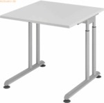 mcbuero.de Schreibtisch C-Fu&szlig; 80x80cm Grau/Silber