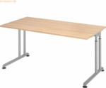 mcbuero.de Schreibtisch C-Fu&szlig; 160x80cm Eiche/Silber