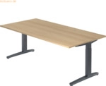 mcbuero.de Schreibtisch C-Fu&szlig; 200x100cm Eiche/Graphit