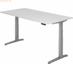 mcbuero.de Sitz-Steh-Schreibtisch elektrisch 200x100cm Wei&szlig;/silber