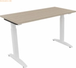 Soennecken Schreibtisch Kufe Quadrat B1200xT600xH650-850 wei&szlig;/Eiche Na