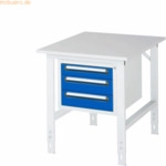 Rau Arbeitstisch 750x1000x760-1080 3xSchub M-Platte 22mm lichtgrau/enz