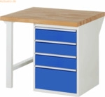 Rau Werkbank 1000x900x890mm 4xSchublade-TA lichtgrau/enzianblau