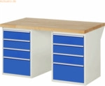 Rau Werkbank 1500x900x890mm 8xSchublade-TA lichtgrau/enzianblau