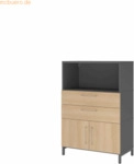 mcbuero.de Kombischrank FlexWall 3OH Sockel graphit/eiche