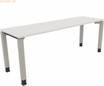 Soennecken Schreibtisch Vierfu&szlig; Quadratrohr B2000xT600xH680-820 silber