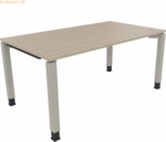 Soennecken Schreibtisch Vierfu&szlig; Quadratrohr B1600xT900xH680-820 silber