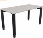 Soennecken Schreibtisch Vierfu&szlig; Quadratrohr B1400xT700xH680-820 anthra