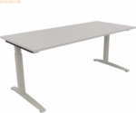 Soennecken Schreibtisch Kufe Quadrat B1800xT800xH650-850 silber/Lichtg