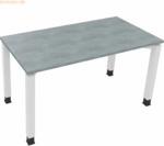 Soennecken Schreibtisch Vierfu&szlig; Quadratrohr B1400xT700xH680-820 wei&szlig;/B