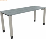 Soennecken Schreibtisch Vierfu&szlig; Quadratrohr B1600xT600xH680-820 silber