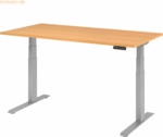 mcbuero.de Sitz-Steh-Schreibtisch elektrisch 160x80cm Buche/Silber