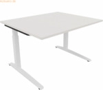 Soennecken Schreibtisch Kufe Quadrat B1200xT1000xH650-850 wei&szlig;/Wei&szlig;
