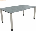 Soennecken Schreibtisch Vierfu&szlig; Quadratrohr B1600xT900xH680-820 silber