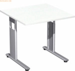 Geram&ouml;bel Schreibtisch Flex S-617101-WS 80x80x68-82cm wei&szlig;/silber