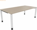 Soennecken Schreibtisch Vierfu&szlig; Quadratrohr B2000xT1000xH680-820 wei&szlig;/