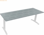 Soennecken Schreibtisch Kufe Quadrat B2000xT700xH650-850 wei&szlig;/Beton he