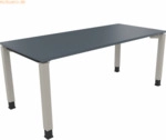 Soennecken Schreibtisch Vierfu&szlig; Quadratrohr B1800xT800xH680-820 silber