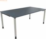 Soennecken Schreibtisch Vierfu&szlig; Rundrohr B1800xT1000xH680-820 silber/L