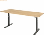 Rau Schreibtisch adlatus 100 2000x800x650-1300 B-Platte schwarz